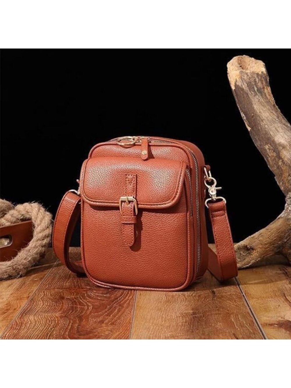 Women Brown Large Capacity Purse Card Slots Shoulder Leather Crossbody Bags - Picture 3 of 6